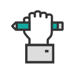 Hand with a pencil icon