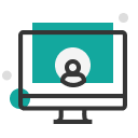 Coputer screen with avatar icon