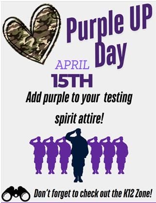 flyer for purple up day celebration