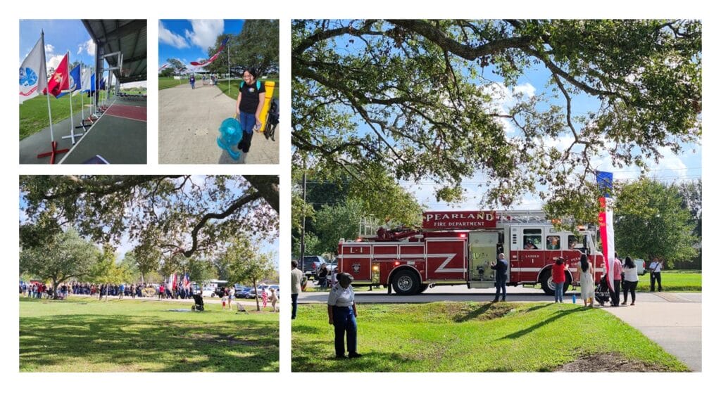 photos from students and family attending a military appreciation event